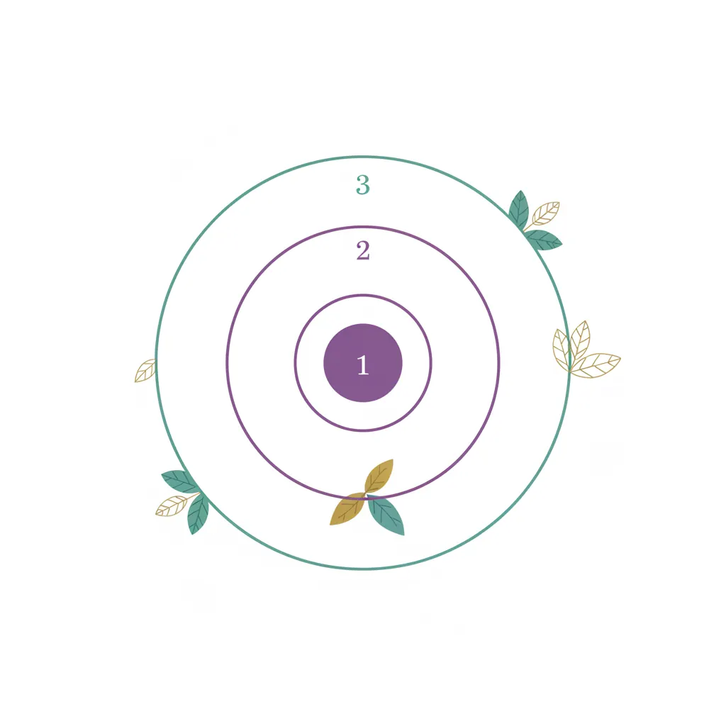 Abstracte illustratie van drie concentrische cirkels die lichaamssamenstelling vertegenwoordigen